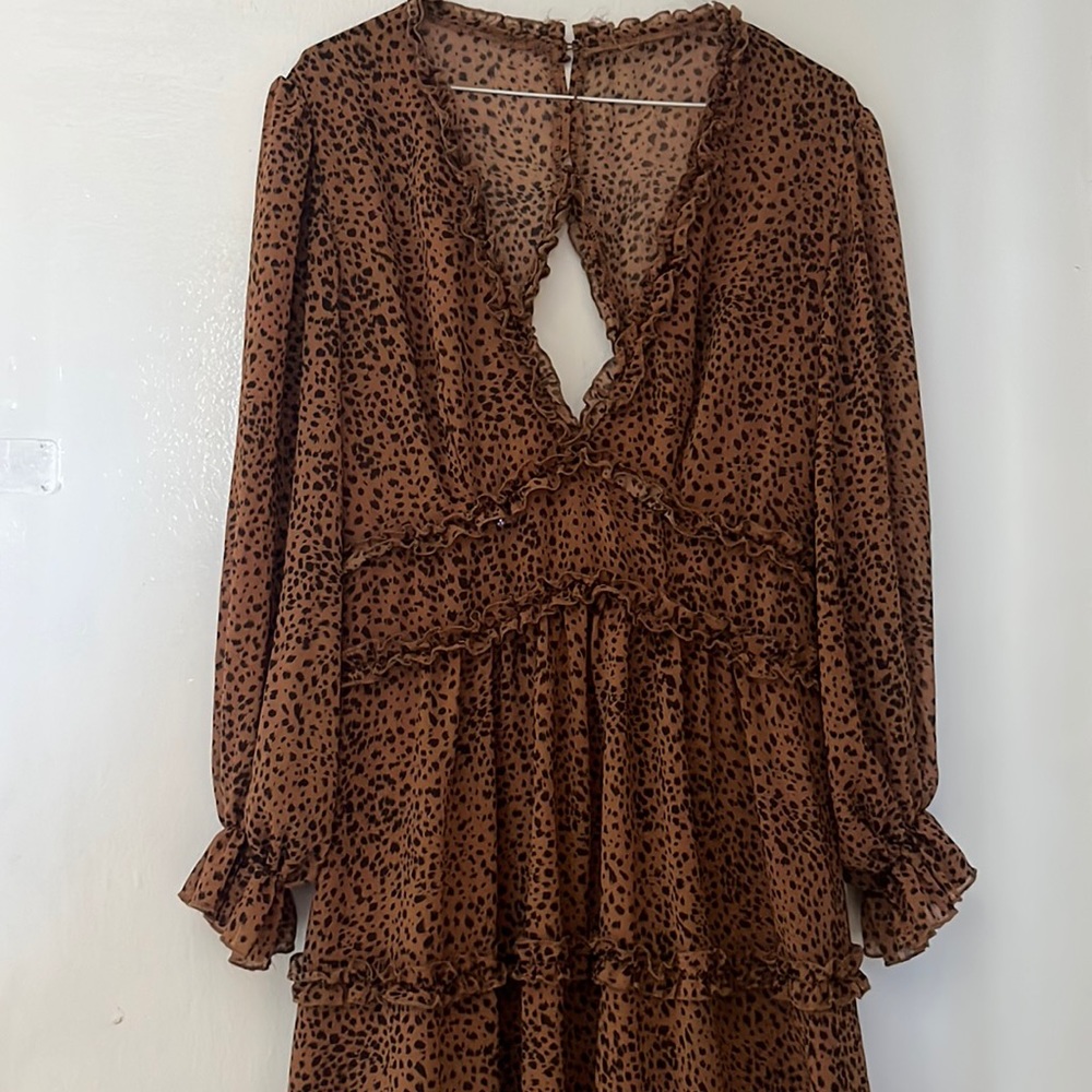 Long sleeve leopard dress